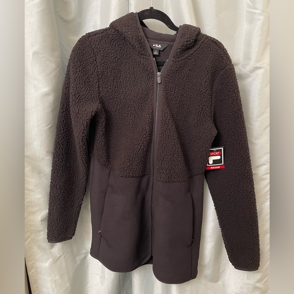 NWT Black Teddy FILA Sport Sherpa Jacket Womens